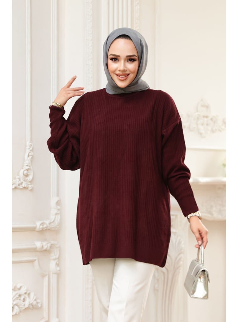 Neva Style Fitilli Vişne Triko Kazak Tunik 29141vsn