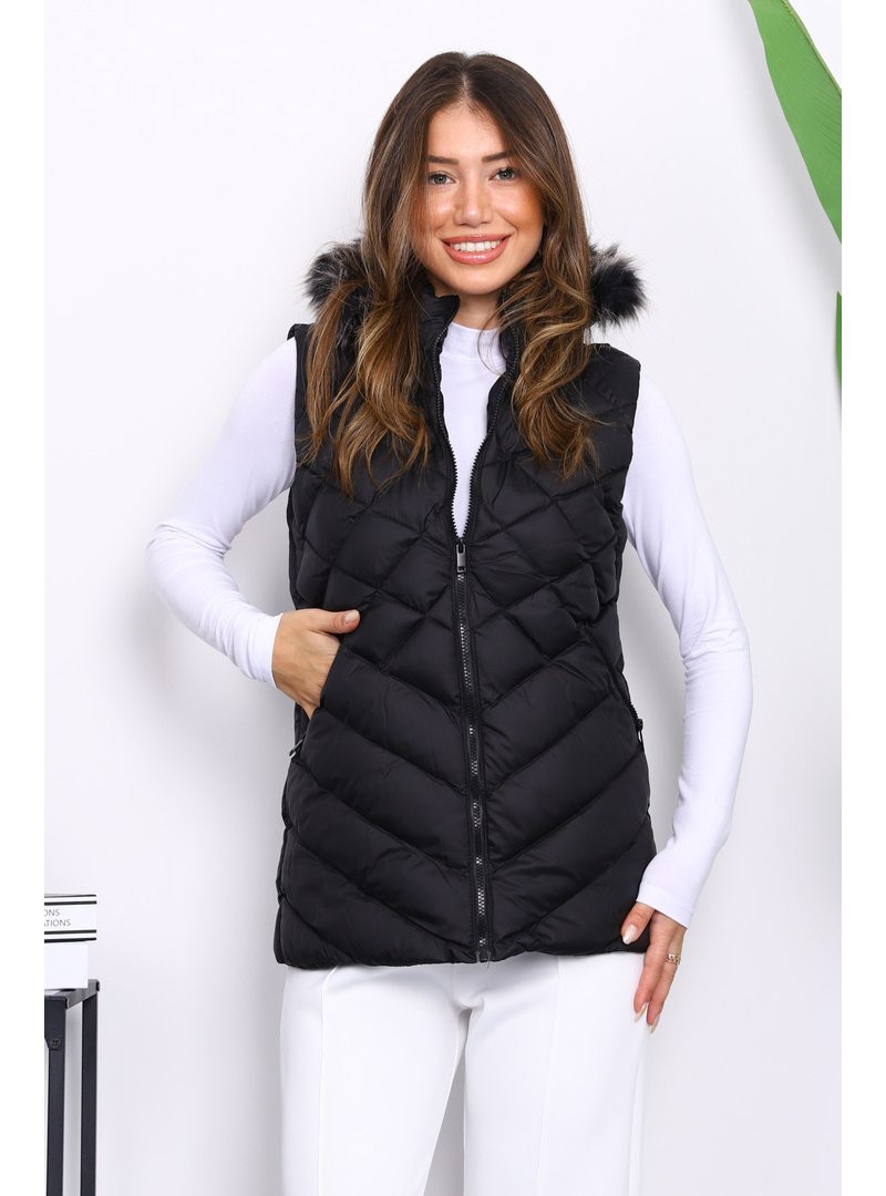 İmaj Butik Siyah Kapüşonlu Cepli Şişme Yelek İmaj Butik Siyah Kapüşonlu Cepli Şişme Yelek