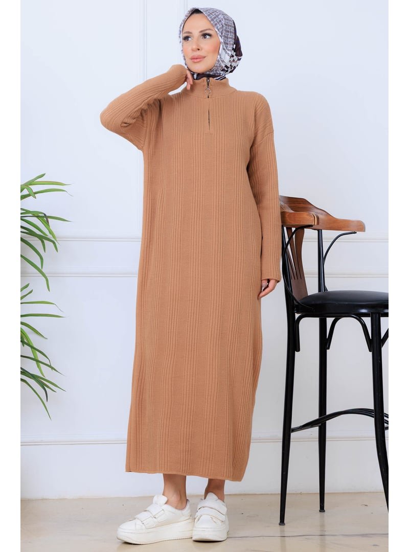 Benguen Vizon Fitilli Triko Elbise