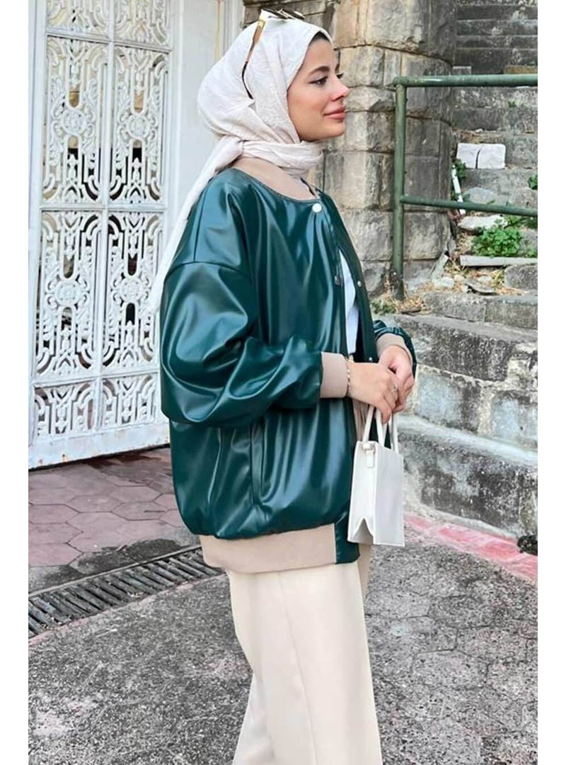 Neva Style Düğmeli Zümrüt Yeşili Deri Ceket 9264zy Neva Style Düğmeli Zümrüt Yeşili Deri Ceket 9264zy