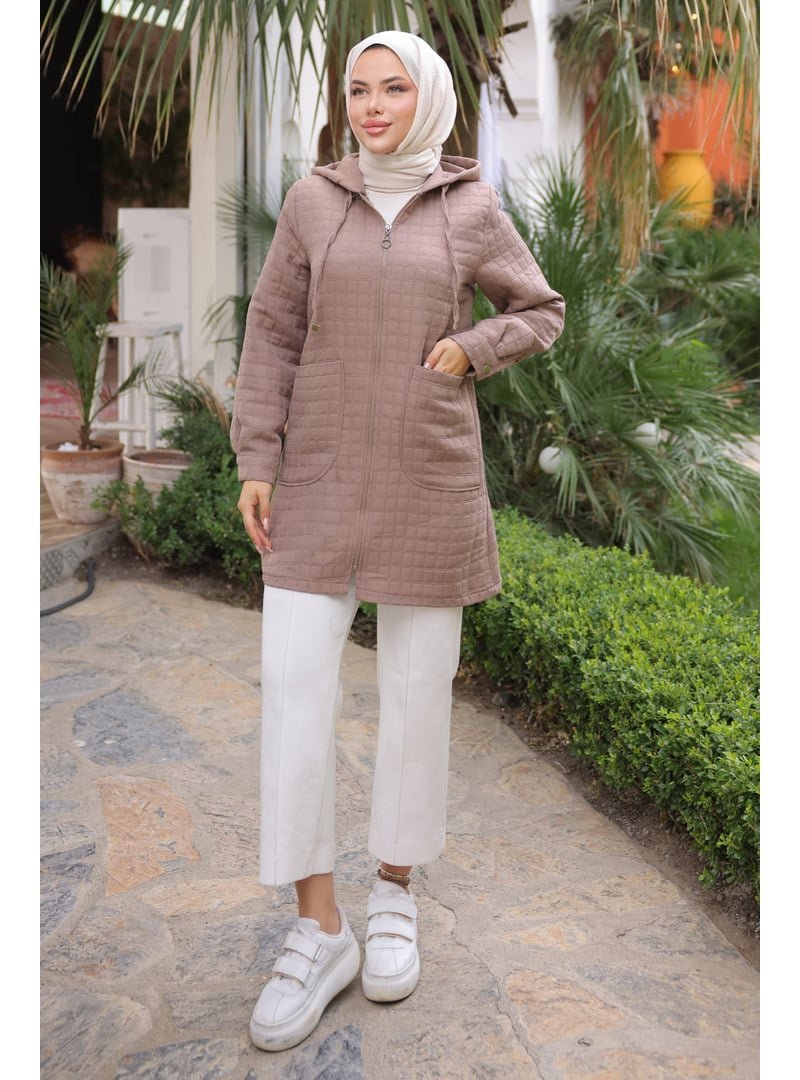 İmaj Butik Vizon Kapitone Fermuarlı Cepli Kap