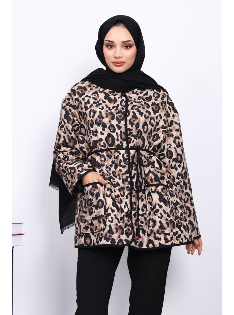 İmaj Butik Vizon Desenli Çıtçıtlı Ceket