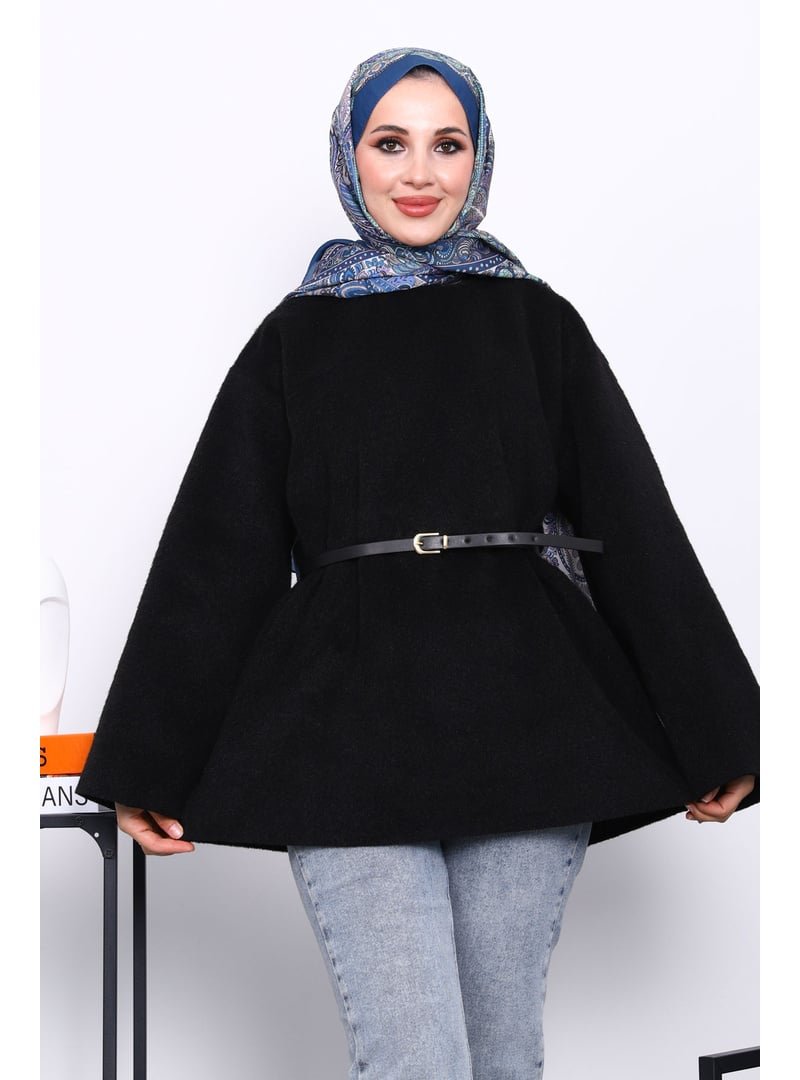 İmaj Butik Siyah Bel Kemerli Angora Tunik