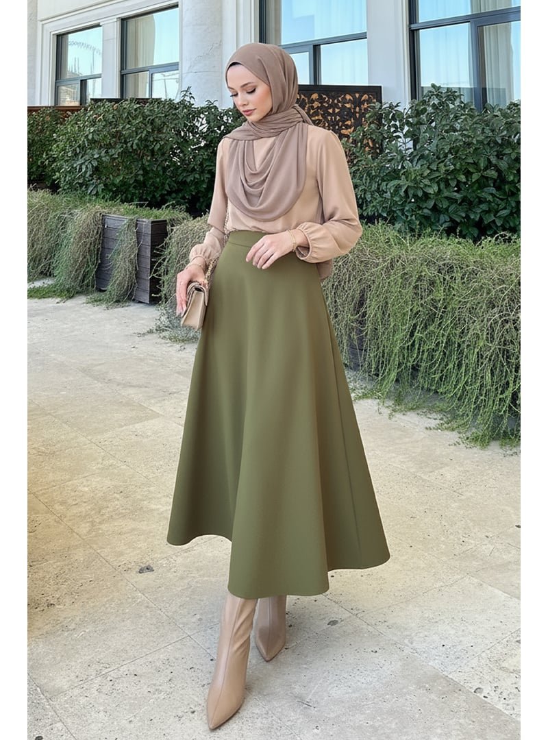 Salih Çelebi Haki Scuba Kloş Etek