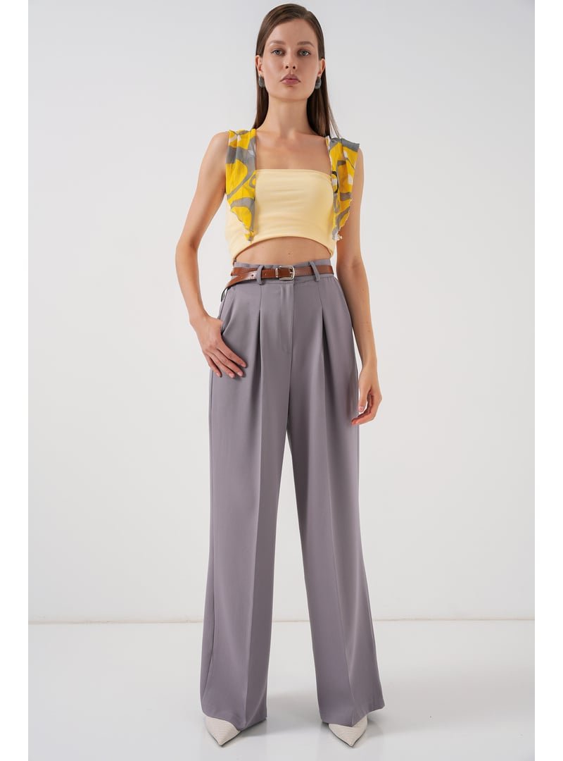 Bigdart Gri Yüksek Bel Palazzo Pantolon Bigdart Gri Yüksek Bel Palazzo Pantolon