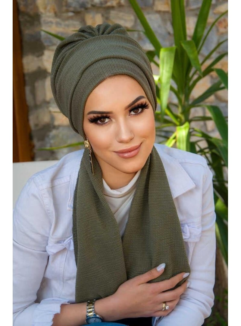 AİŞE TESETTÜR Zeytuni Hazır Atkılı Bone AİŞE TESETTÜR Zeytuni Hazır Atkılı Bone