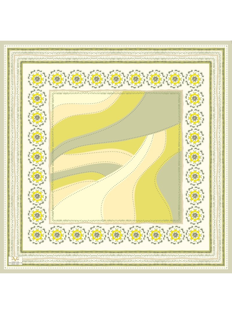 19v69 ITALIA Yağ Yeşili Desenli Liverno Sciarpa Seri Viscon Eşarp Askısı İle Birlikte