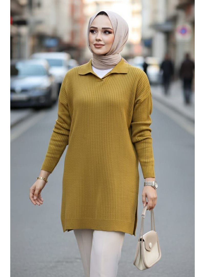 Neva Style Fitilli Yağ Yeşili Triko Tunik 65903yy
