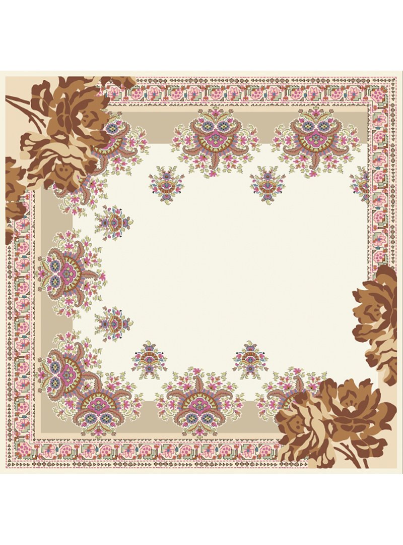 19v69 ITALIA Desenli İtalyan Şifon Eşarp Askısı İle Birlikte 110x110 Cm Kahve