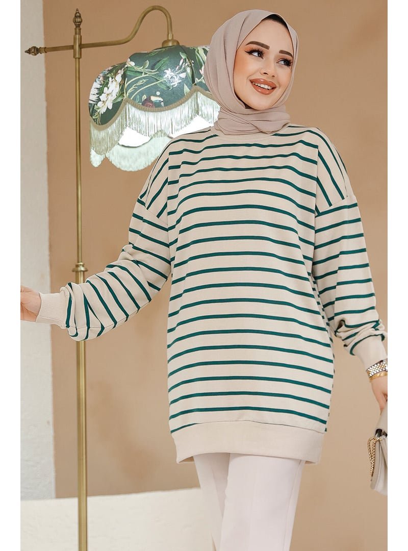 Neva Style Çizgili Yeşil Tunik 30175y