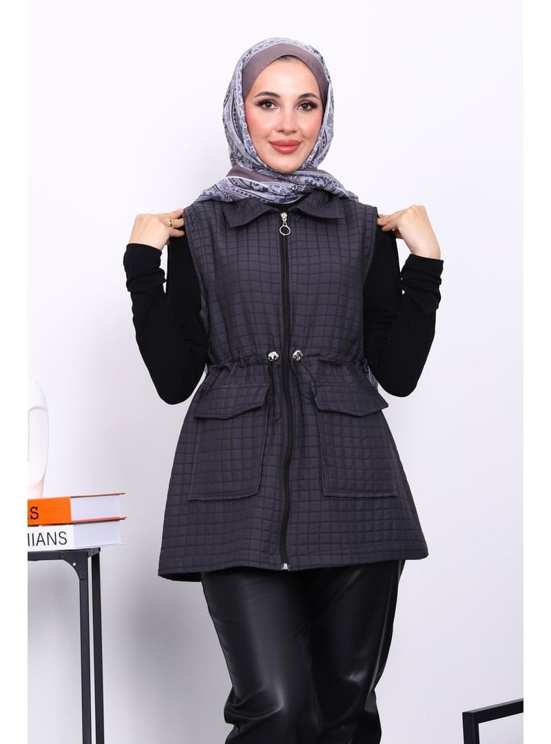 İmaj Butik Füme Fermuarlı Kapitone Yelek İmaj Butik Füme Fermuarlı Kapitone Yelek
