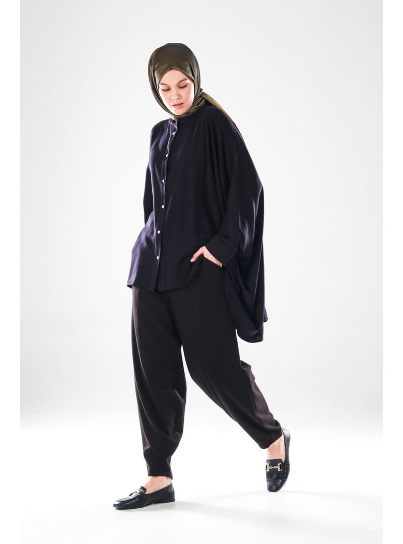 Plistre 2281_ Beli Lastikli Cepli Harem Şalvar Pantolon – Rahat Kalıp Günlük Alt Giyim