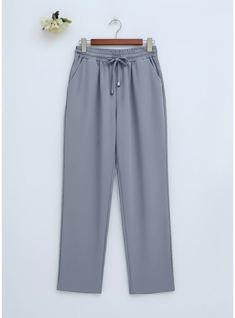 Podyumplus Füme Beli Bağcıklı Dar Paça Pantolon Podyumplus Füme Beli Bağcıklı Dar Paça Pantolon