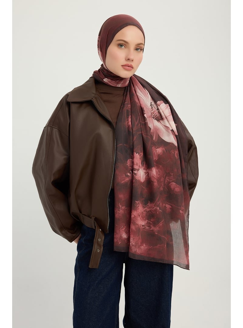 ŞALESS 70x190 Cm Zamansız Hayal Bordo Efilia Desenli Şal