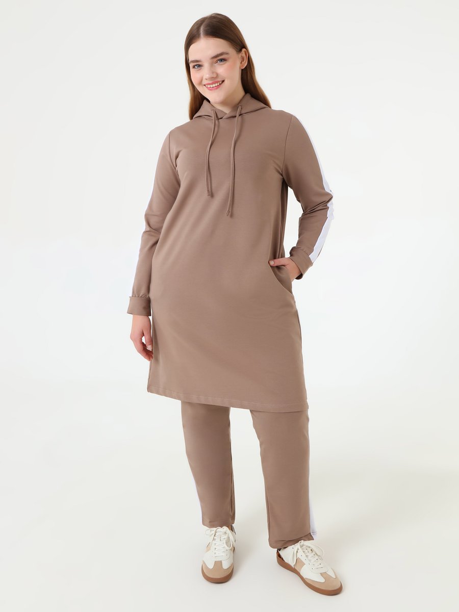 Alia Vizon Büyük Beden Doğal Kumaşlı Spor Tunik & Pantolon İkili Takım