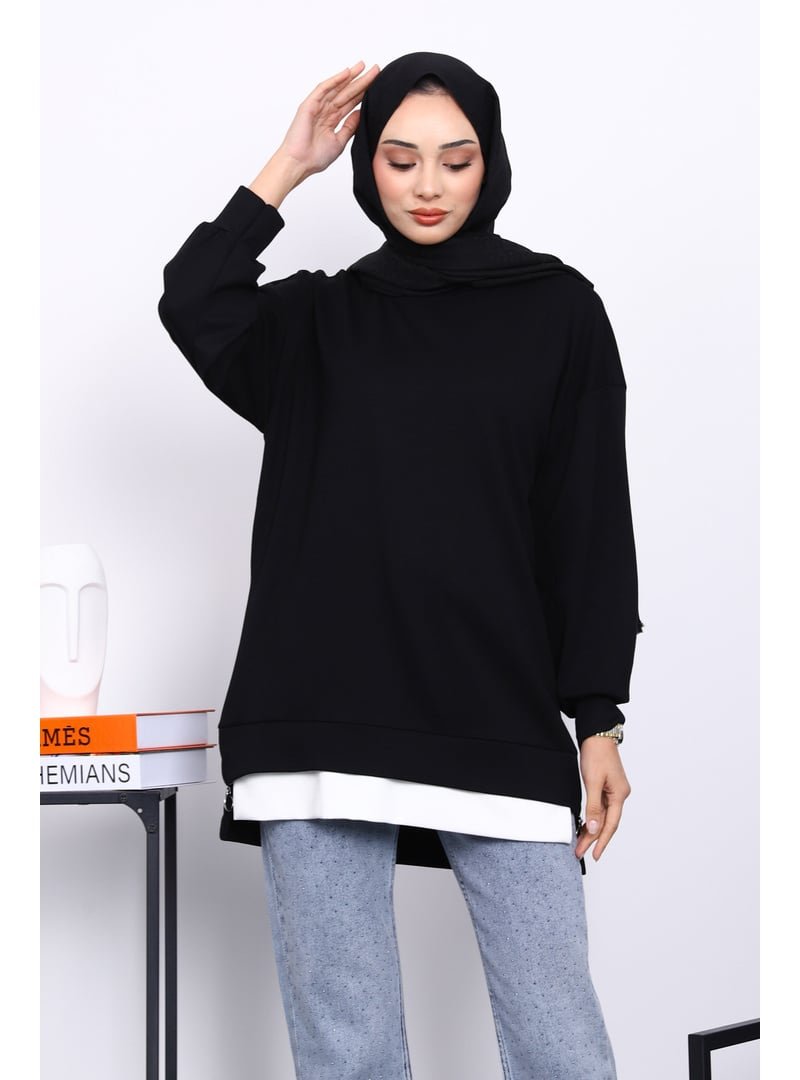 İmaj Butik Siyah Bisiklet Yaka Yan Fermuarlı Tunik İmaj Butik Siyah Bisiklet Yaka Yan Fermuarlı Tunik
