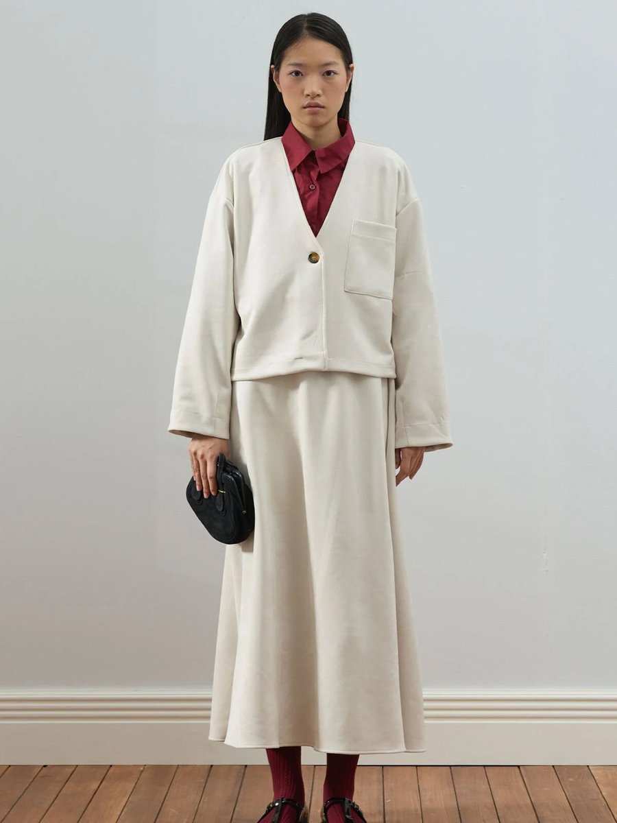 Ceylan Otantik Krem Süet Kloş Etek