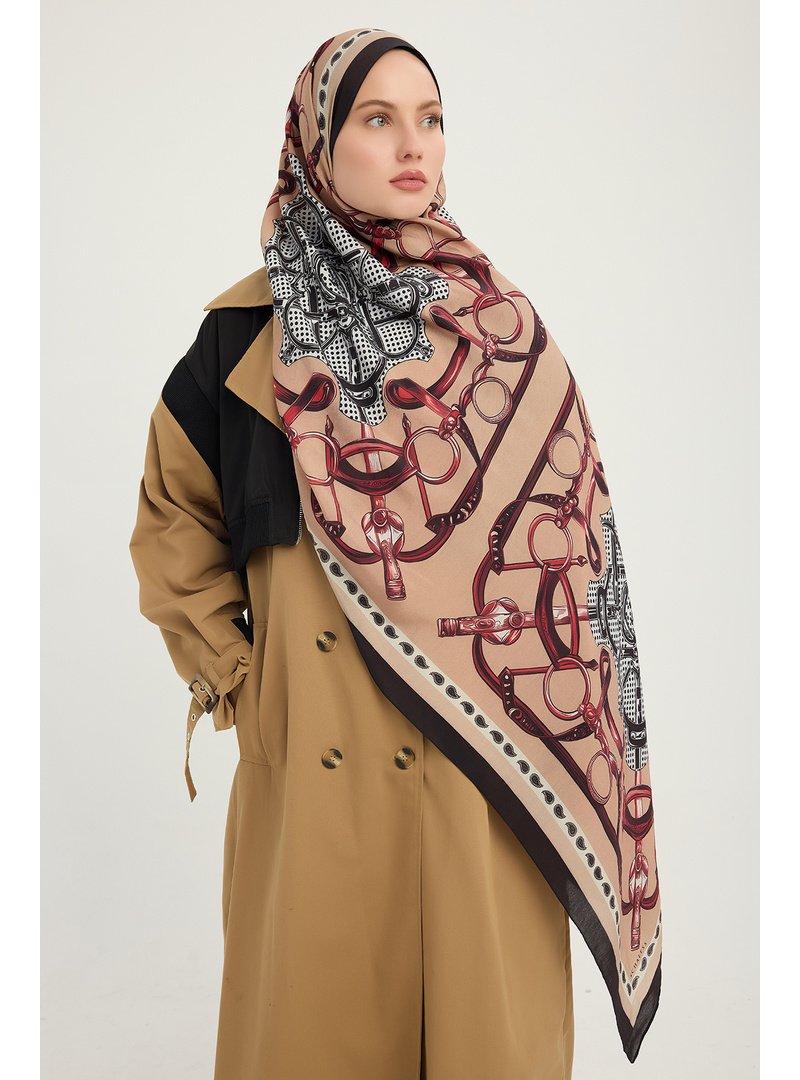 ŞALESS 70x190 Cm Süvarinin Arması Bordo Vierra Desenli Viskon Şal ŞALESS 70x190 Cm Süvarinin Arması Bordo Vierra Desenli Viskon Şal