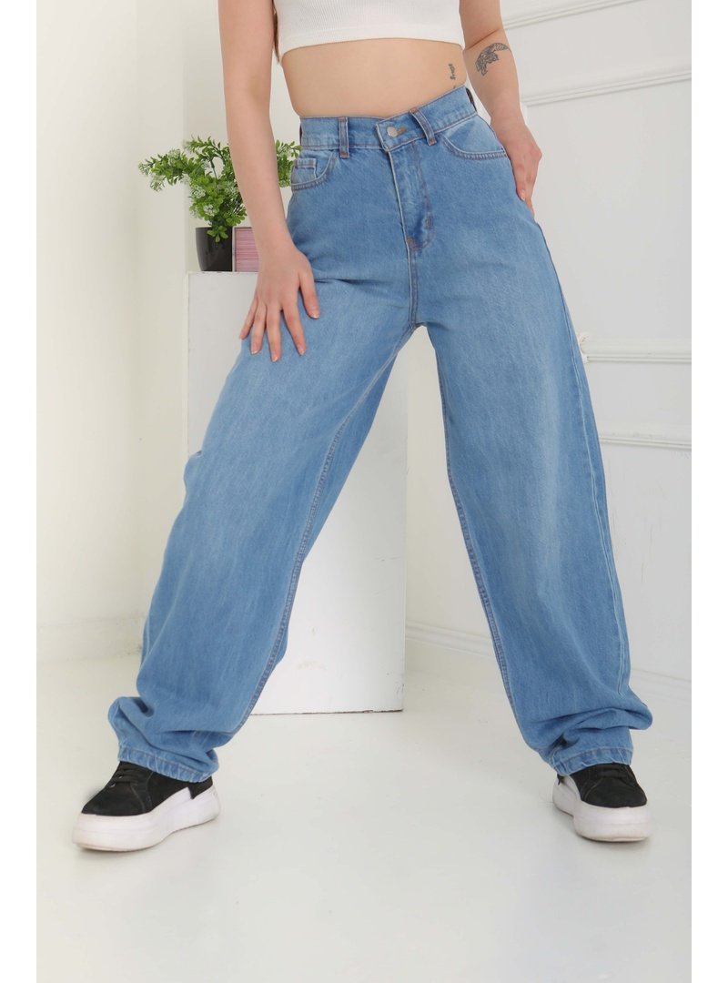 Tofisa Acık Mavı Baggy Kot Pantolon Acik Mavi
