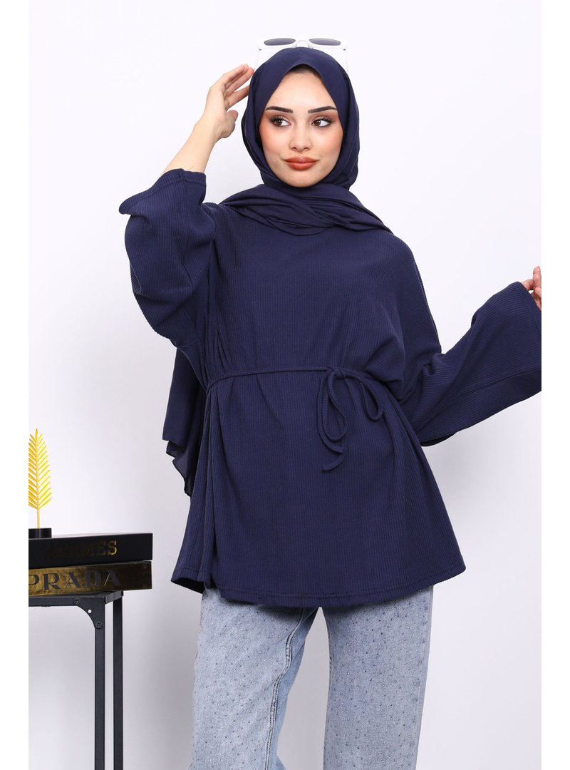 İmaj Butik Lacivert Yanları Yırtmaçlı Bel İpli Tunik İmaj Butik Lacivert Yanları Yırtmaçlı Bel İpli Tunik