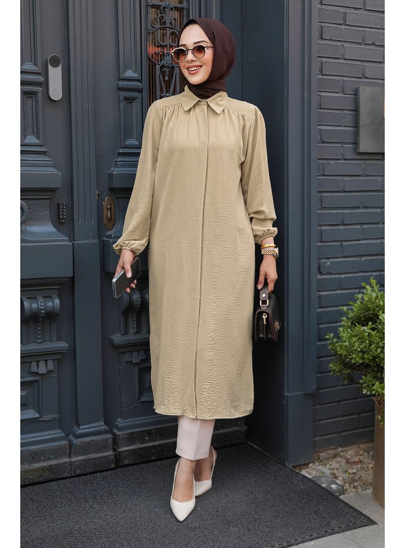 Neva Style Düğmeli Camel Tunik 41401c