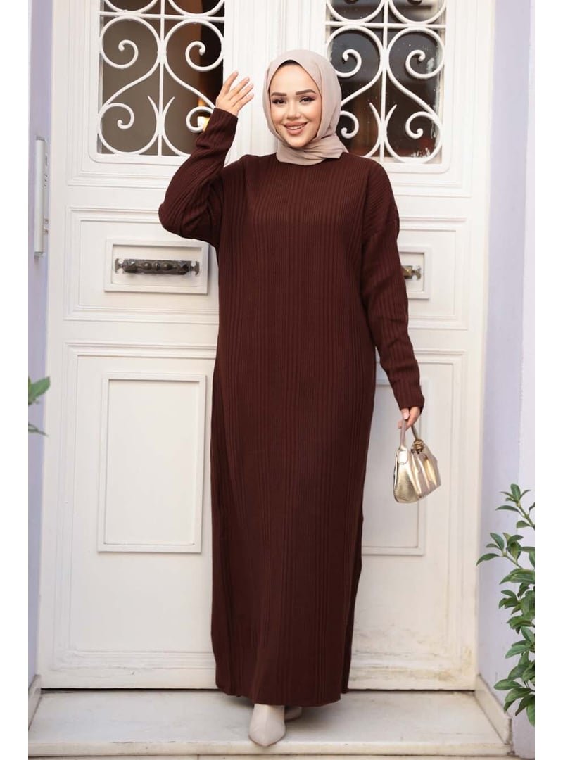Neva Style Kahverengi Triko Elbise 27504kh Neva Style Kahverengi Triko Elbise 27504kh