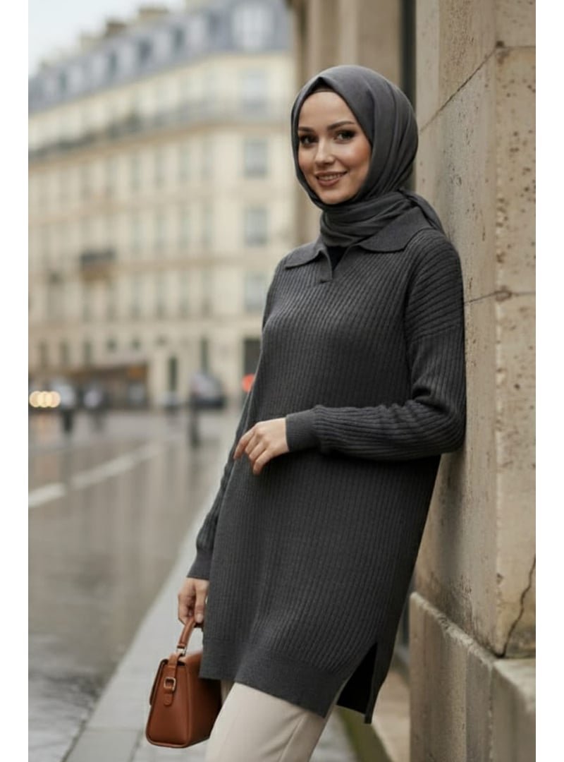 Neva Style Fitilli Füme Triko Kazak Tunik 65903fu