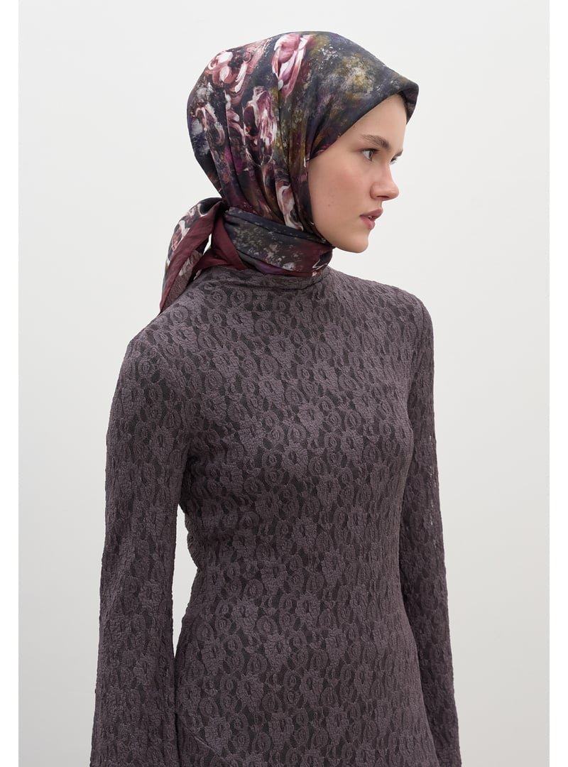 FRESHSCARFS Madeleıne Desen Pamuklu Viskon Eşarp Gülkurusu