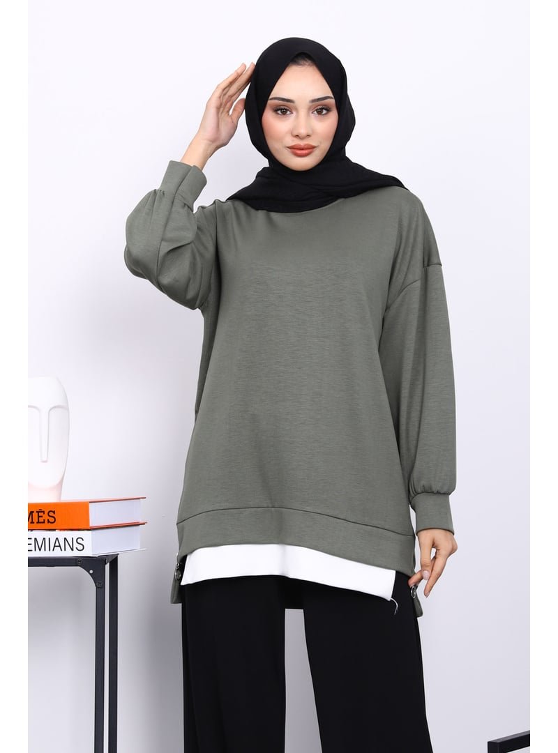 İmaj Butik Haki Bisiklet Yaka Yan Fermuarlı Tunik İmaj Butik Haki Bisiklet Yaka Yan Fermuarlı Tunik