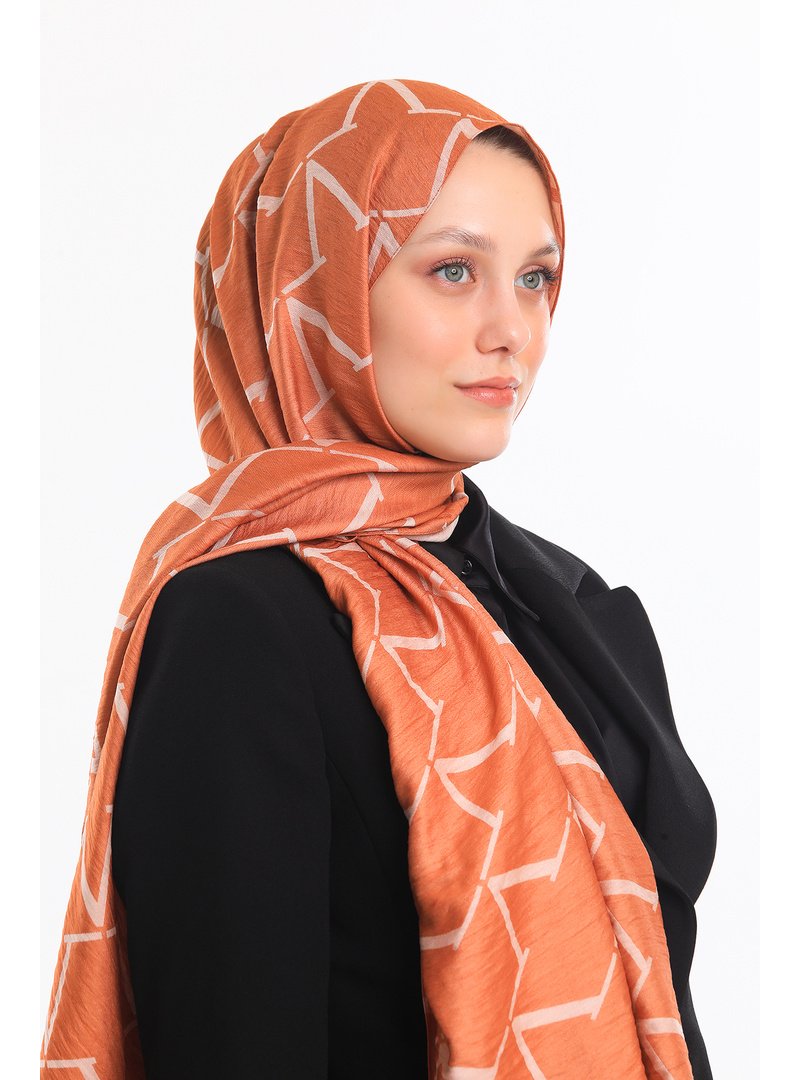 19v69 ITALIA Krem V Desen Jakarlı Modal Seri Şal Askısı İle Birlikte 75x200 Cm Turuncu 19v69 ITALIA Krem V Desen Jakarlı Modal Seri Şal Askısı İle Birlikte 75x200 Cm Turuncu