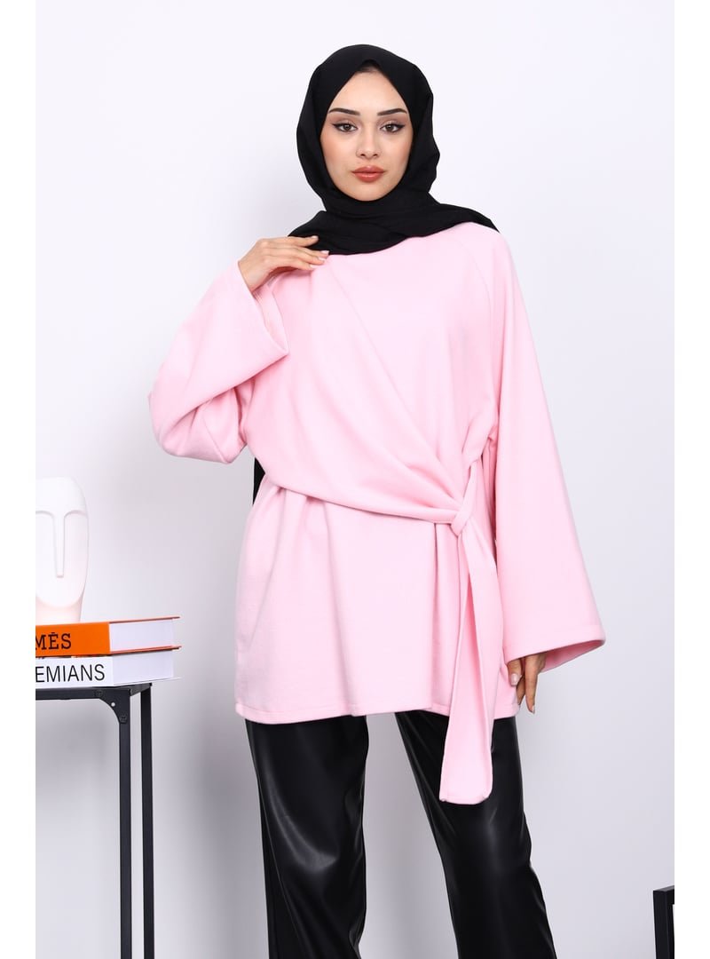 İmaj Butik Pembe Yandan Şallı Fitilli Tunik İmaj Butik Pembe Yandan Şallı Fitilli Tunik