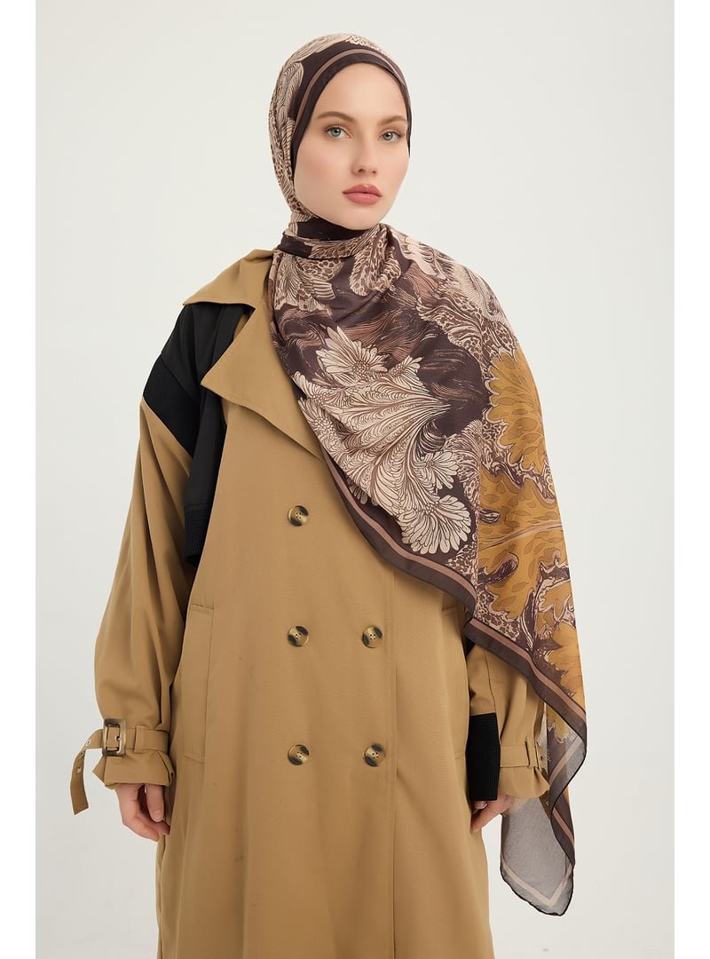ŞALESS 70x190 Cm Mercan Bahçesi Koyu Kahve Efilia Desenli Şal