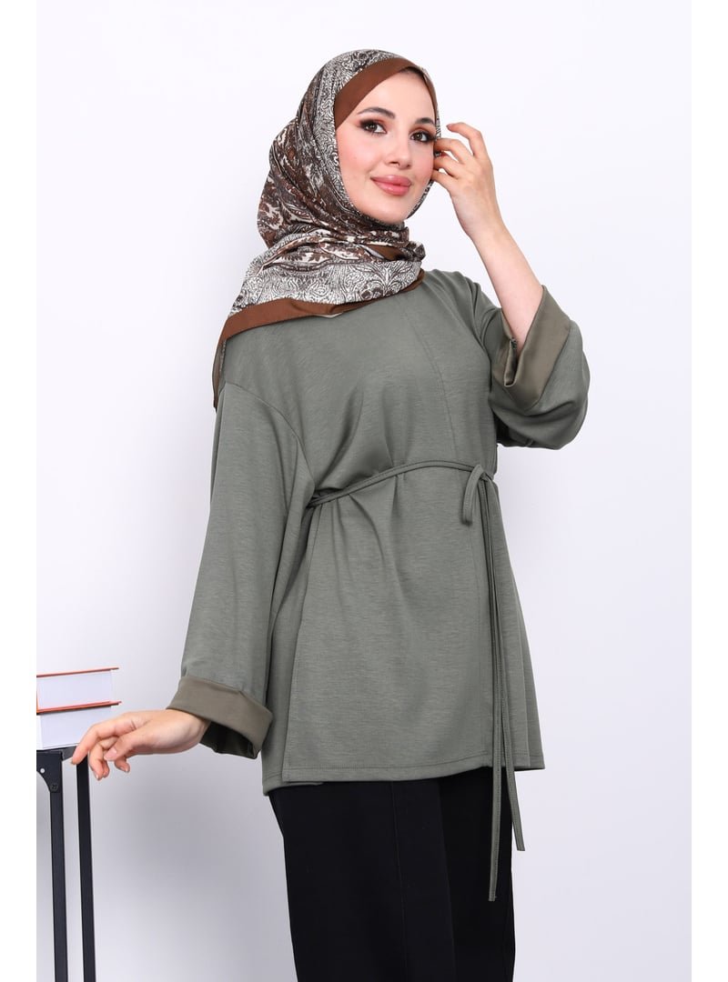 İmaj Butik Haki Yanları Yırtmaçlı Bel İpli Tunik İmaj Butik Haki Yanları Yırtmaçlı Bel İpli Tunik