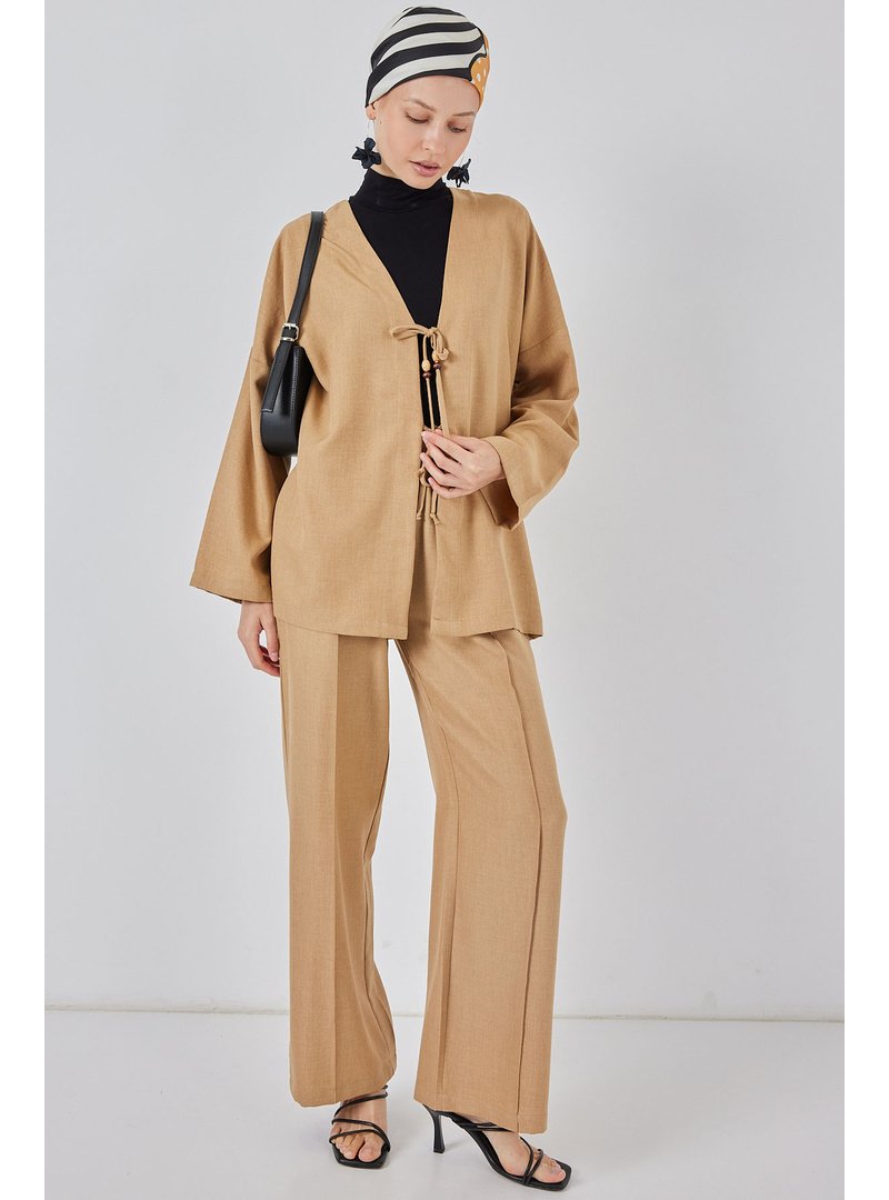 Bigdart Bisküvi Keten Kimono İkili Takım Bigdart Bisküvi Keten Kimono İkili Takım