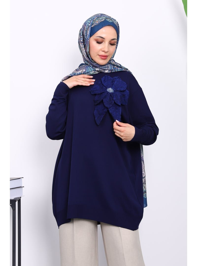 İmaj Butik Lacivert Soğuk İplik Çiçek Detaylı Triko Tunik İmaj Butik Lacivert Soğuk İplik Çiçek Detaylı Triko Tunik