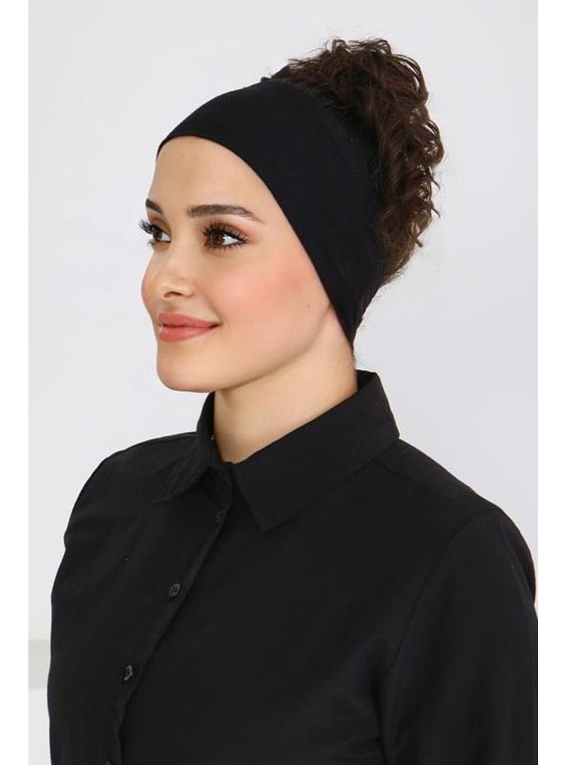 Tofisa Siyah Sıyah Penye Bandana