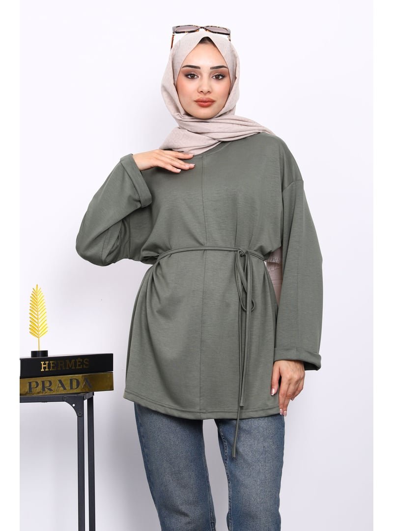 İmaj Butik Haki Yanları Yırtmaçlı Bel İpli Tunik İmaj Butik Haki Yanları Yırtmaçlı Bel İpli Tunik