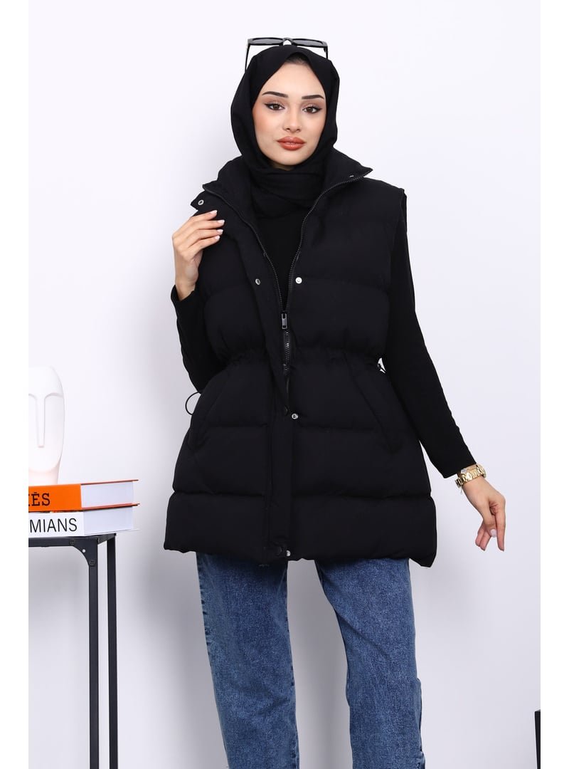 İmaj Butik Siyah Bel Lastikli Cepli Şişme Yelek İmaj Butik Siyah Bel Lastikli Cepli Şişme Yelek
