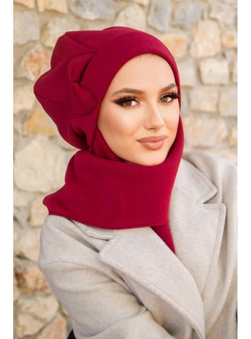 AİŞE TESETTÜR Bordo Fiyonklu Bere