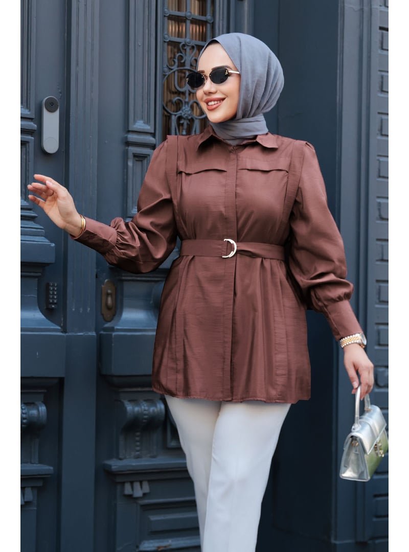 Neva Style Düğmeli Kahverengi Gömlek 19028kh Neva Style Düğmeli Kahverengi Gömlek 19028kh