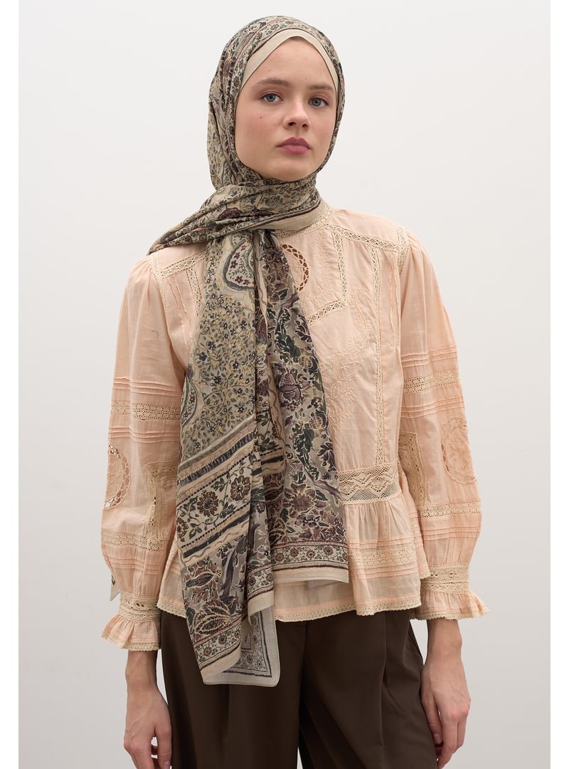 FRESHSCARFS Bej Vanessa Desen Şal FRESHSCARFS Bej Vanessa Desen Şal