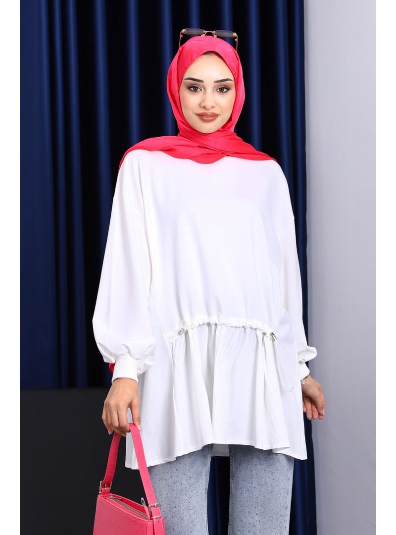 İmaj Butik Ekru Büzgü Detaylı Garnili Tunik İmaj Butik Ekru Büzgü Detaylı Garnili Tunik