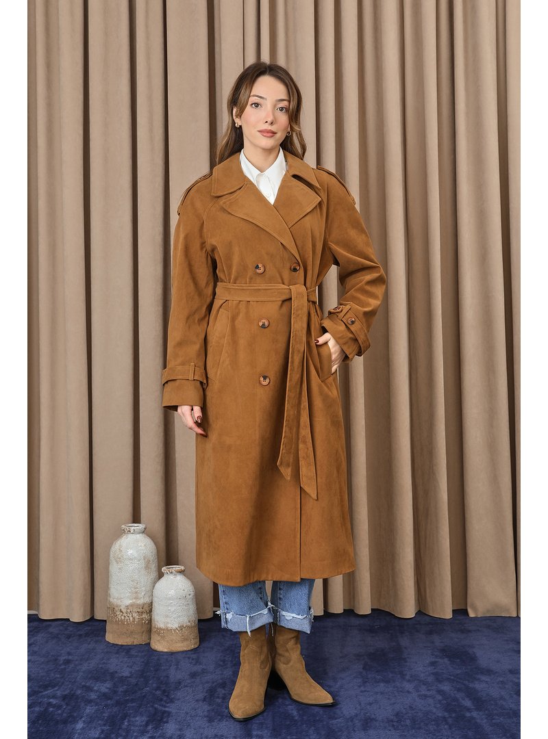 Podyumplus 32407trc Süet Trench Podyumplus 32407trc Süet Trench