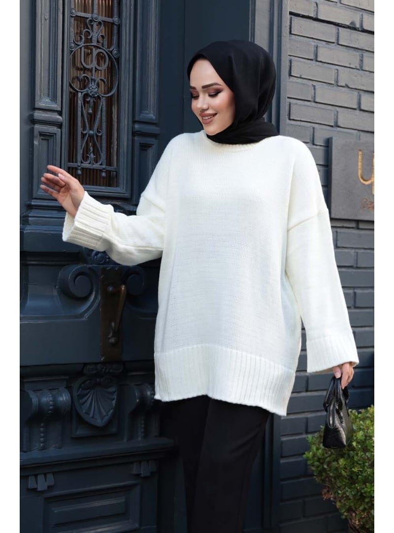 Neva Style Ekru Triko Kazak Tunik 70012e Neva Style Ekru Triko Kazak Tunik 70012e
