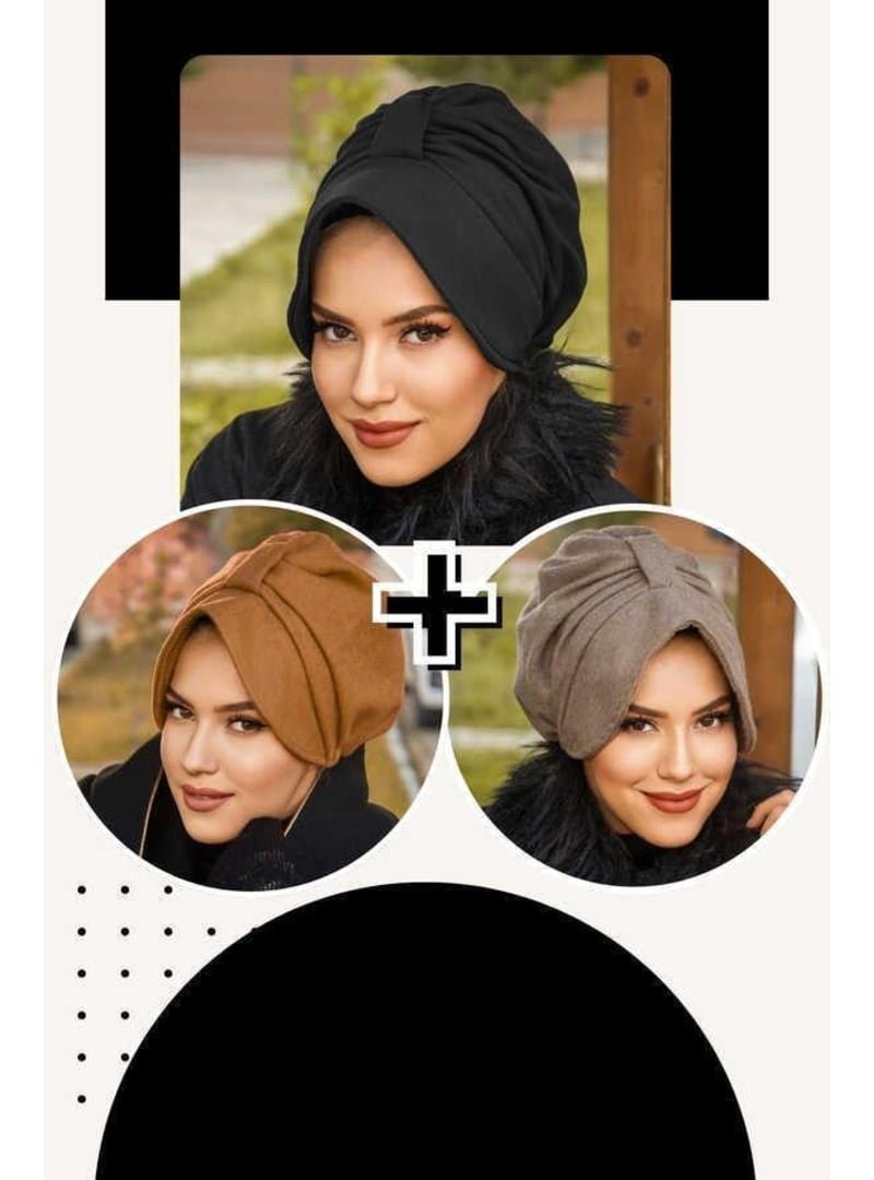 AİŞE TESETTÜR 3lü Şapkalı Bone Set