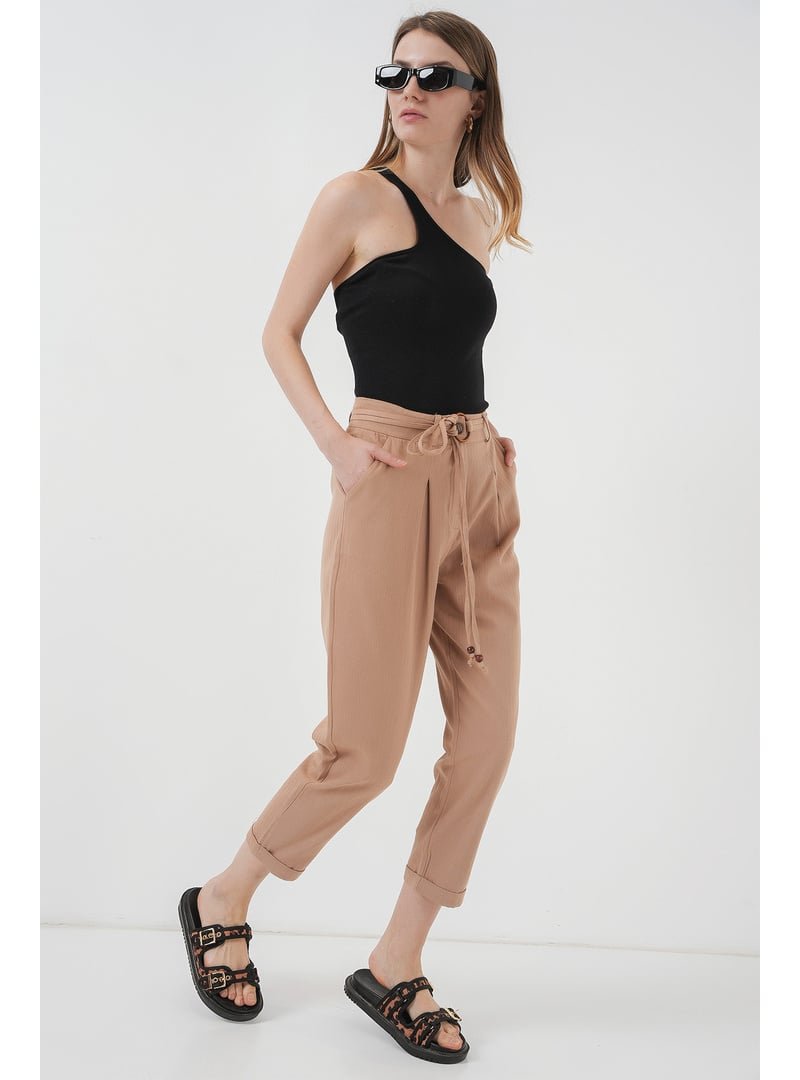 Bigdart Bisküvi Kemerli Keten Pantolon Bigdart Bisküvi Kemerli Keten Pantolon