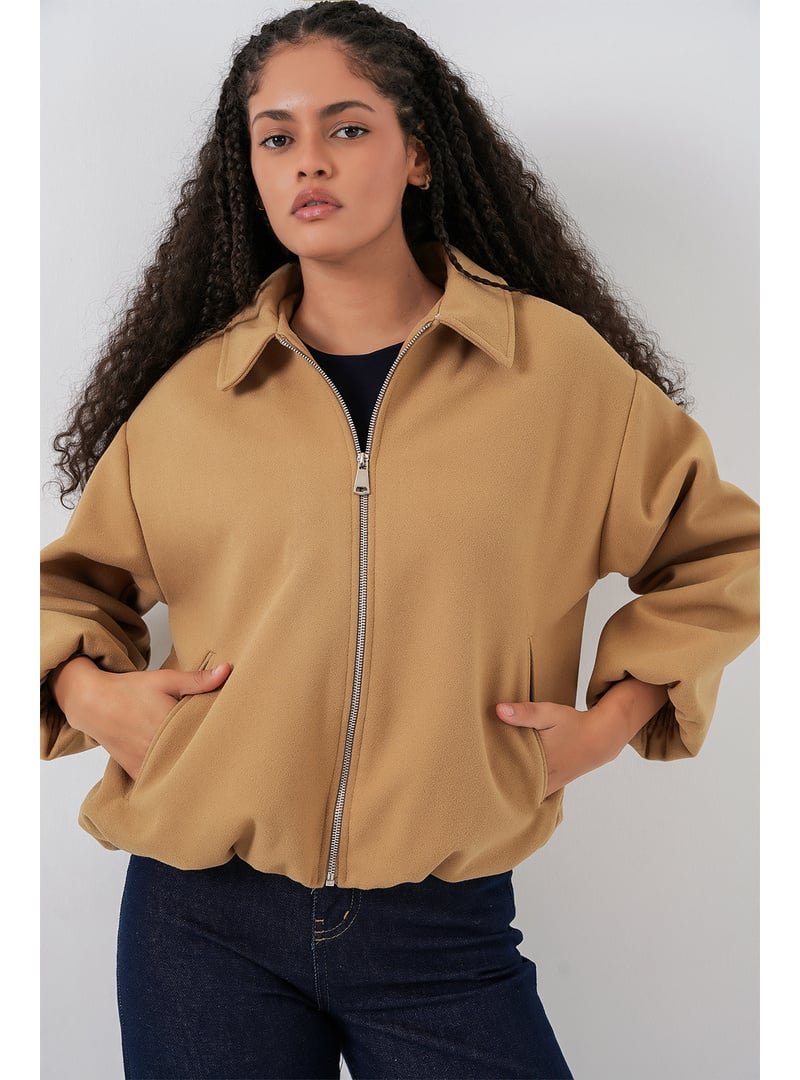 Bigdart Hardal Büzgülü Oversize Kaşe Ceket Bigdart Hardal Büzgülü Oversize Kaşe Ceket