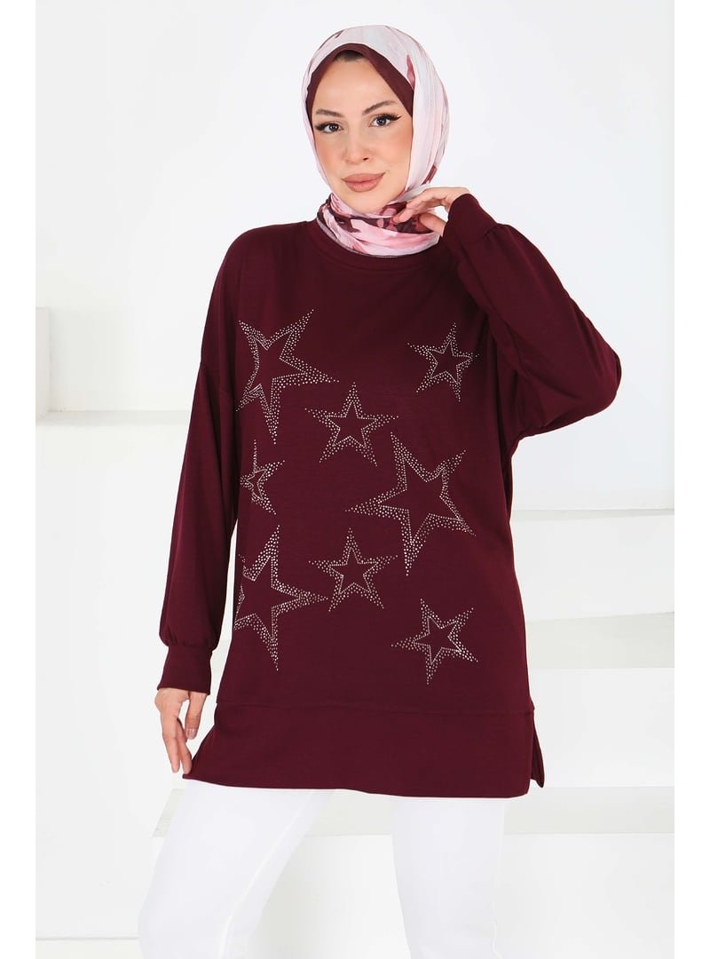 Tofisa Bordo Yıldız Taş Detaylı Oysho Tunik Tofisa Bordo Yıldız Taş Detaylı Oysho Tunik
