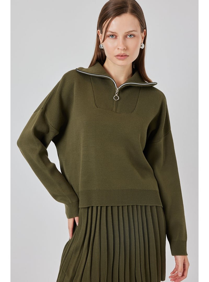 Bigdart Haki Kazak Etek İkili Takım Bigdart Haki Kazak Etek İkili Takım