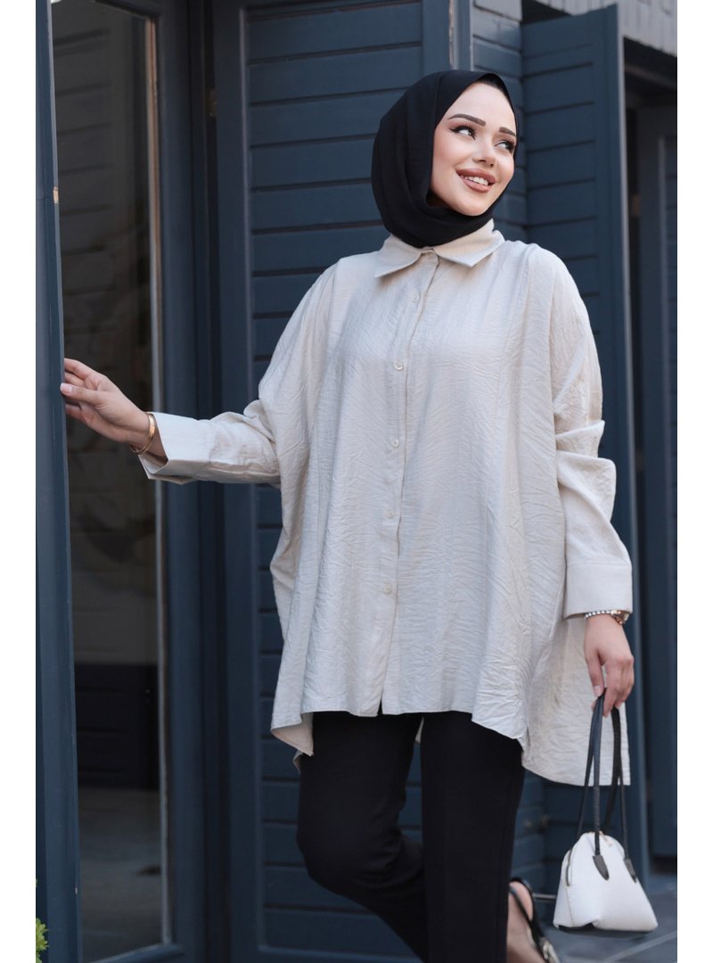 Neva Style Düğmeli Bej Gömlek 10684bej Neva Style Düğmeli Bej Gömlek 10684bej